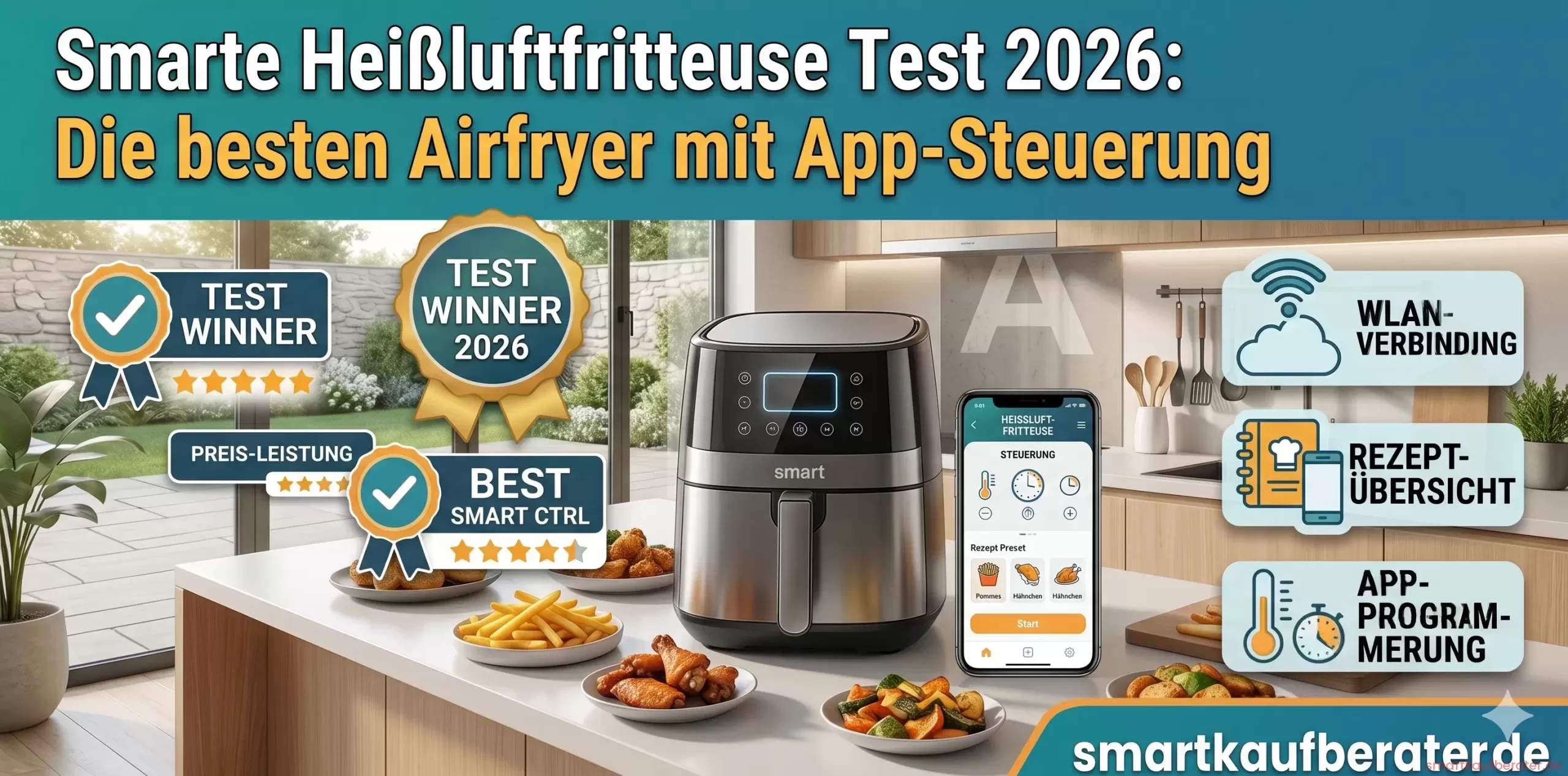 Smarte Heißluftfritteuse Test 2026 kaufberater Smarte Heißluftfritteuse Test 2026 Cosori Philips Xiaomi Airfryer App