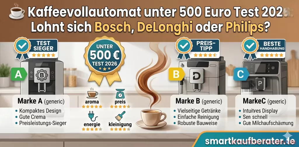 Kaffeevollautomat unter 500 Euro Test 2026 DeLonghi Philips Bosch Vergleich