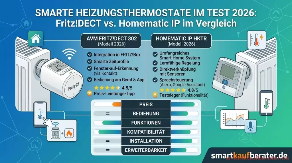 Smarte Heizungsthermostate im Test 2026: Fritz!DECT vs. Homematic IP im Vergleich 1 Elektronisches Heizkoerperthermostat Montage und Heizkostenersparnis Vergleich