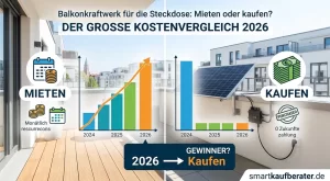 Balkonkraftwerk für die Steckdose mieten oder kaufen? Der große Kostenvergleich 2026