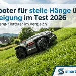 Rasenroboter mit Stollenprofil Reifen fuer extreme Steigungen im Vergleich