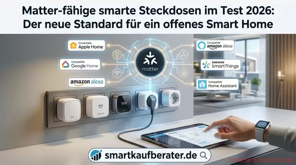Matter-fähige smarte Steckdosen im Test 2026: Der neue Standard für ein offenes Smart Home 1 Vergleich von Matter Steckdosen fuer Apple Home Google Home und Alexa