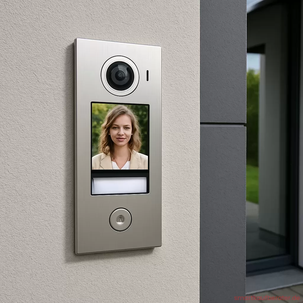 Moderne 2-Draht Video Türsprechanlage mit Touchscreen Monitor an der Wand
