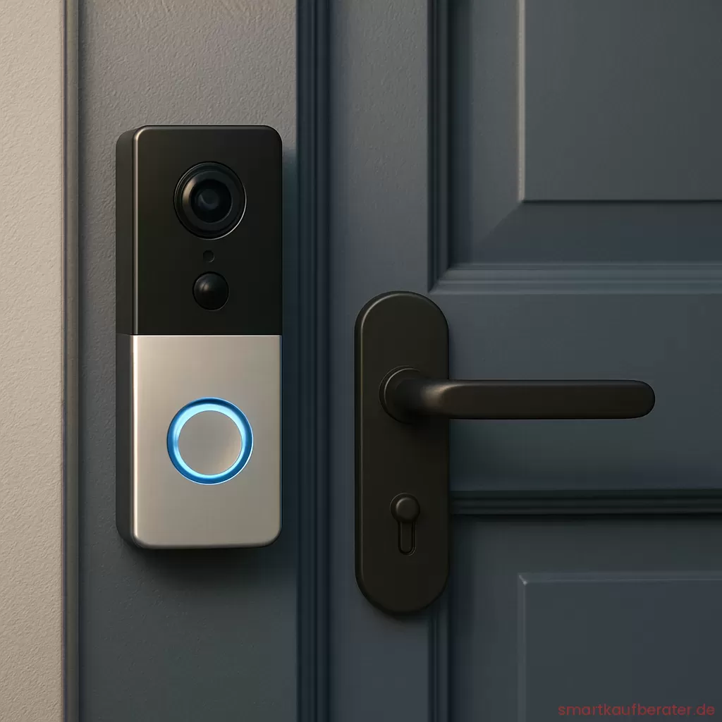 Smarte Haustürüberwachung Vorteile im Alltag Smarte Türklingel mit Kamera und Smartphone Benachrichtigung am Hauseingang